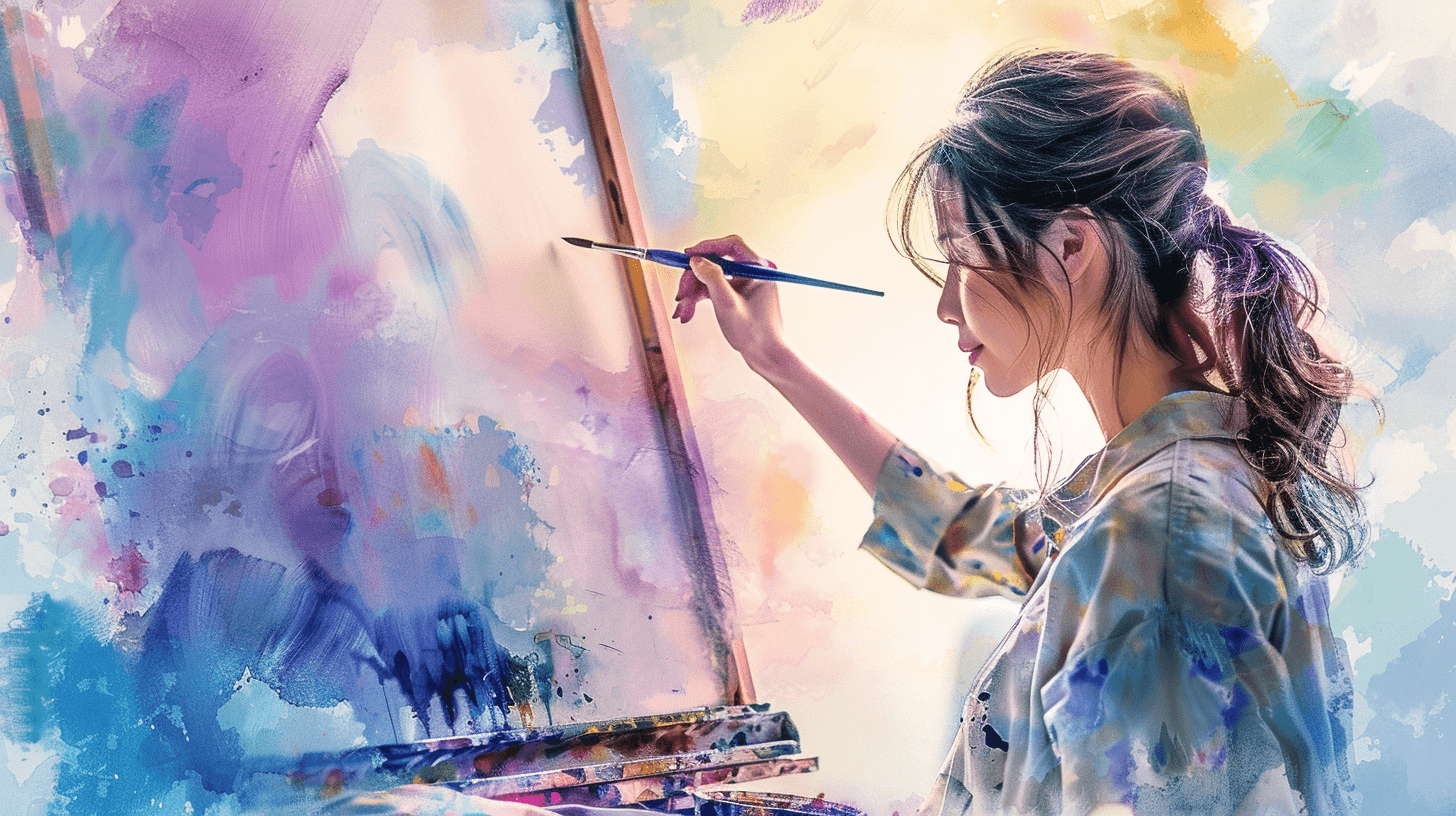 Woman expressing herself through art therapy - Bloom Psychology identity transformation