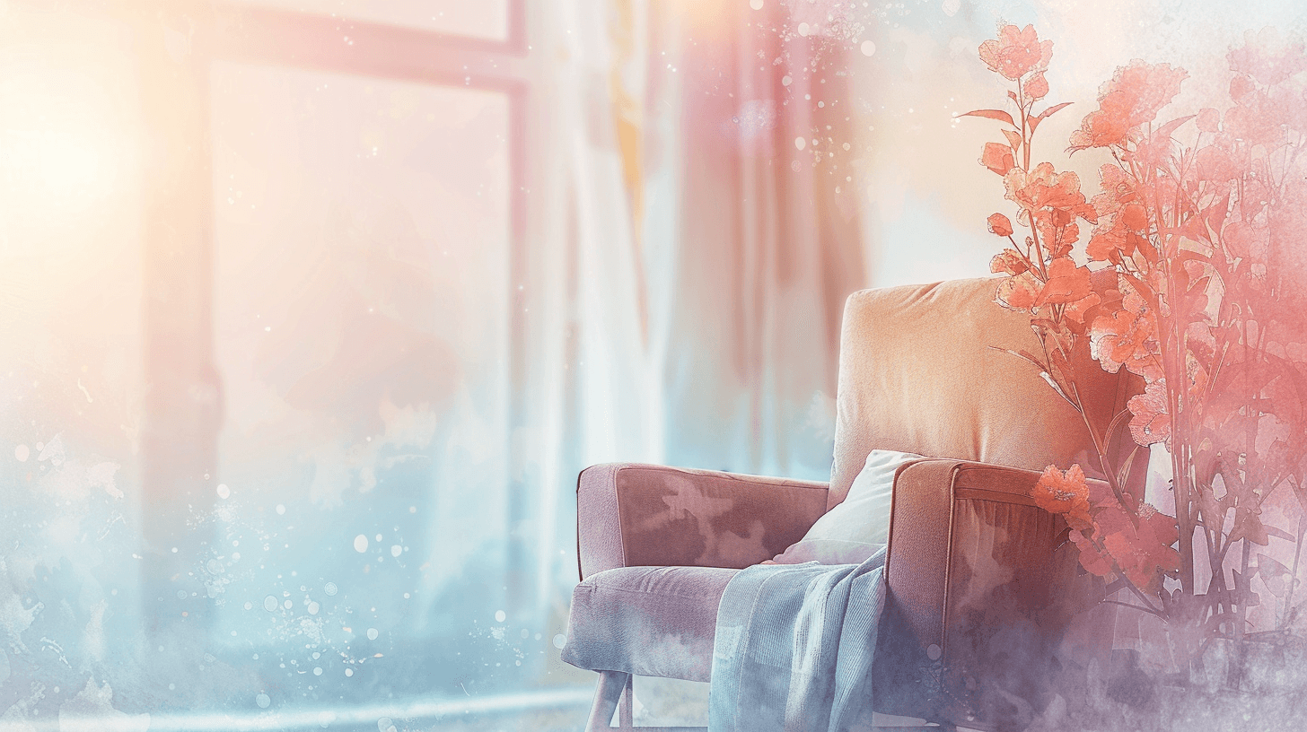 Woman in comfortable therapy setting - first postpartum therapy session