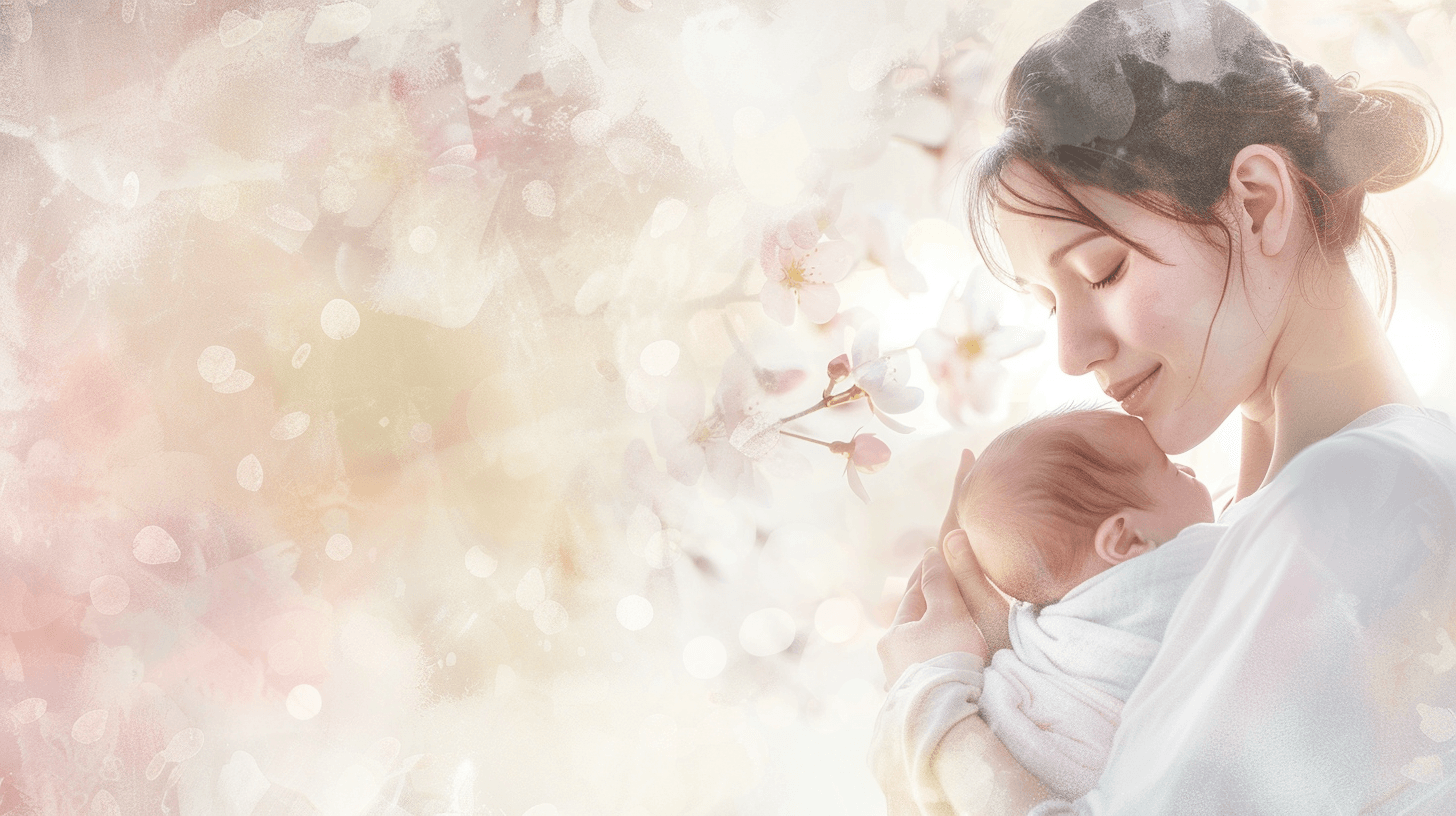 New mother holding baby in peaceful nursery - Bloom Psychology postpartum anxiety support