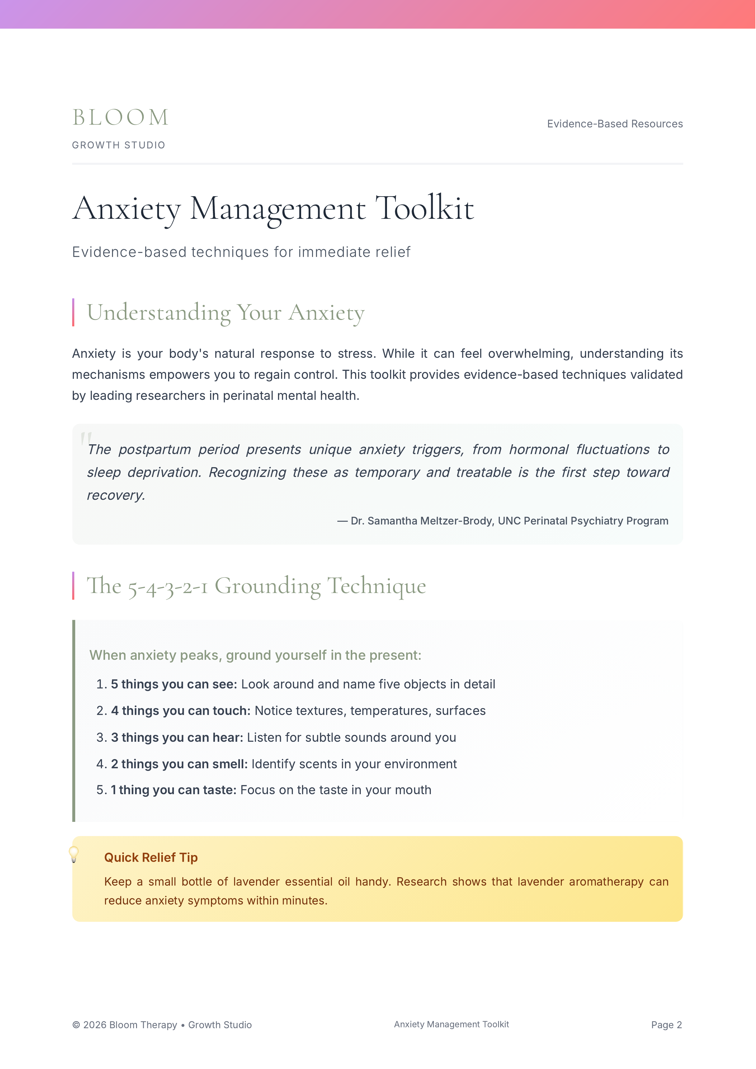 Anxiety Management Toolkit